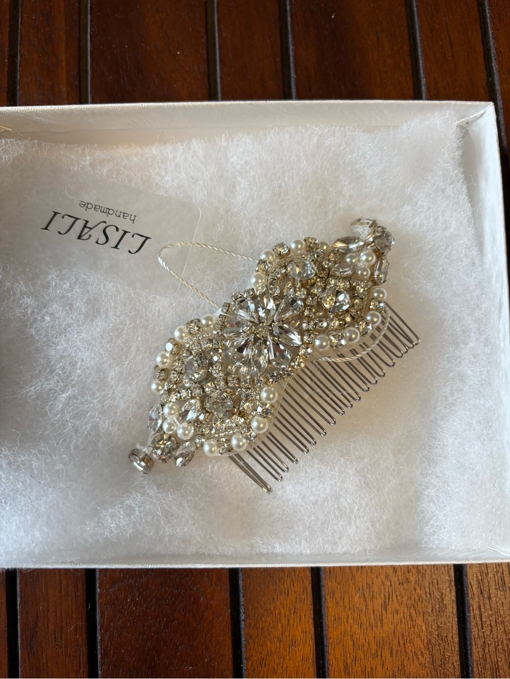 Jade Crystal & Pearl Bridal Hair Comb - Silver/Cream